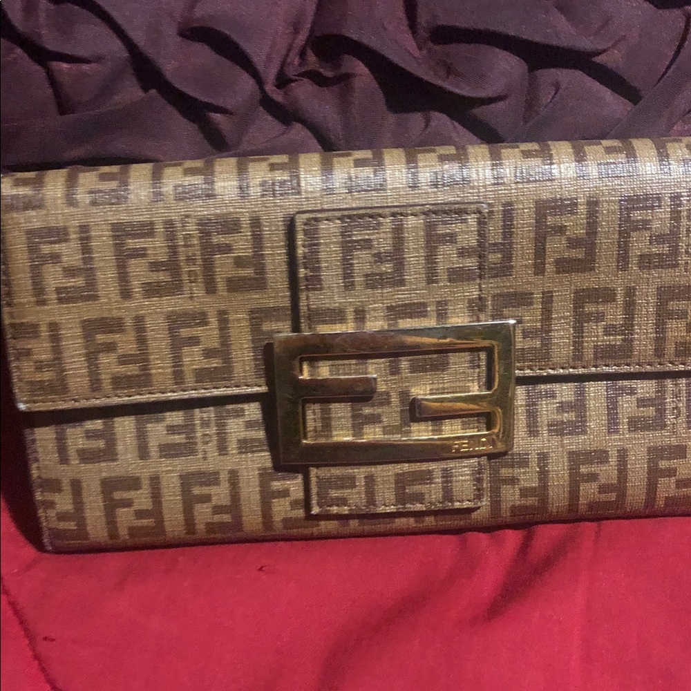 Fendi Tan and Brown Monogram Clutch